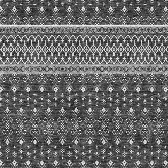 Gray Silver And Charcoal Tribal Washable Indoor Outdoor Area Rug Photo 5