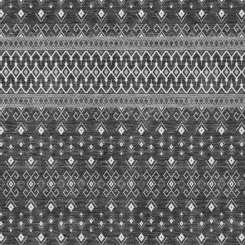 Gray Silver And Charcoal Tribal Washable Indoor Outdoor Area Rug Photo 5