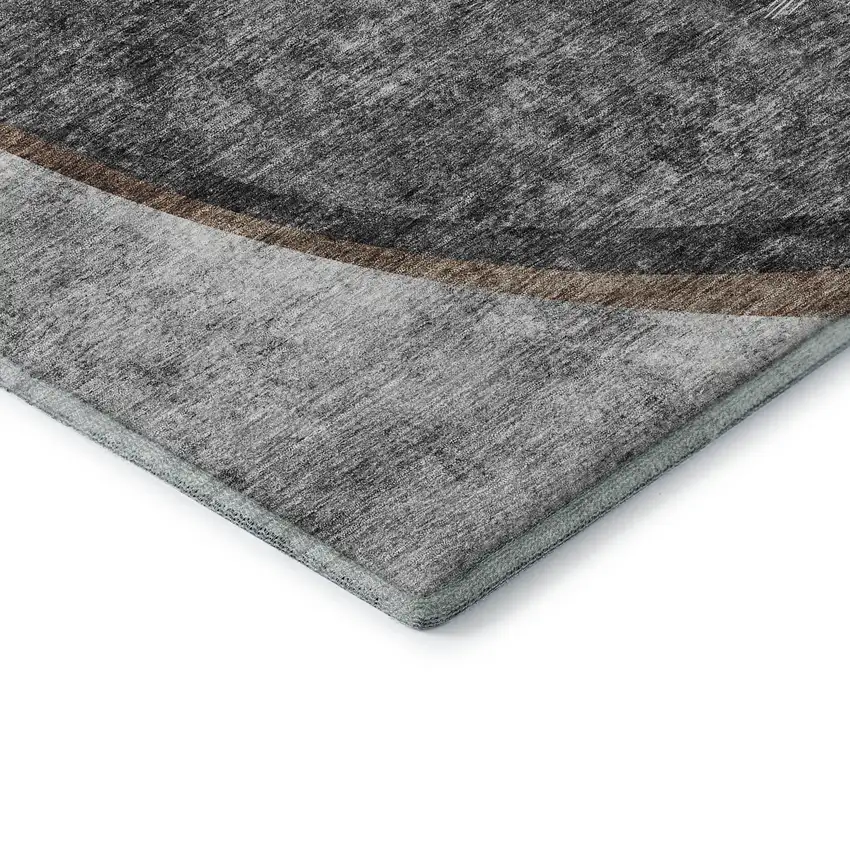 Gray Silver And Gold Abstract Washable Area Rug With UV Protection Photo 7