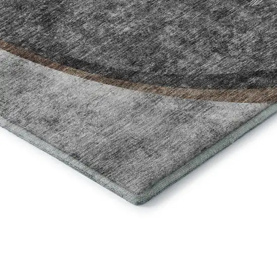 Gray Silver And Gold Abstract Washable Area Rug With UV Protection Photo 7