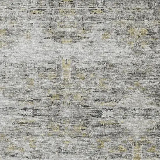 Gray Silver And Gold Abstract Washable Area Rug With UV Protection Photo 2