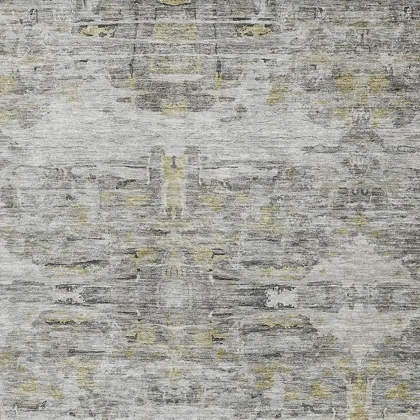 Gray Silver And Gold Abstract Washable Area Rug With UV Protection Photo 2