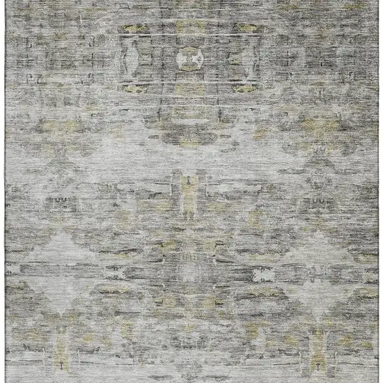 Gray Silver And Gold Abstract Washable Area Rug With UV Protection Photo 2