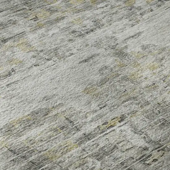 Gray Silver And Gold Abstract Washable Area Rug With UV Protection Photo 9