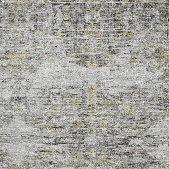 Gray Silver And Gold Abstract Washable Area Rug With UV Protection Photo 2