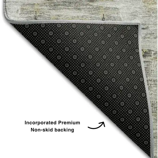 Gray Silver And Gold Abstract Washable Area Rug With UV Protection Photo 6