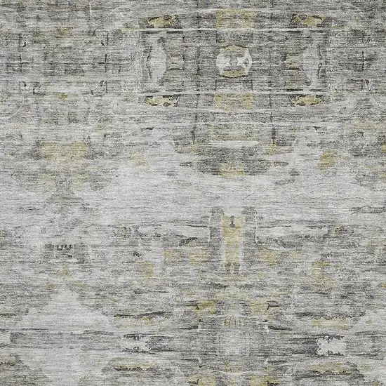 Gray Silver And Gold Abstract Washable Area Rug With UV Protection Photo 2
