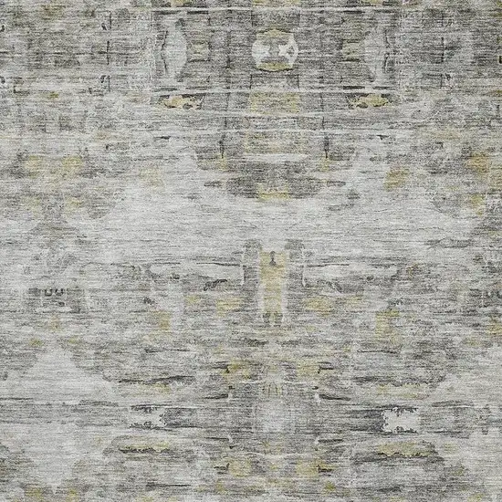 Gray Silver And Gold Abstract Washable Area Rug With UV Protection Photo 2