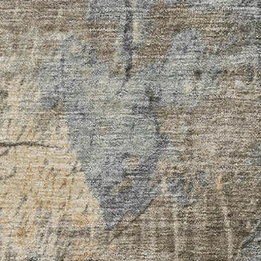 Gray Silver And Gold Abstract Washable Area Rug With UV Protection Photo 2