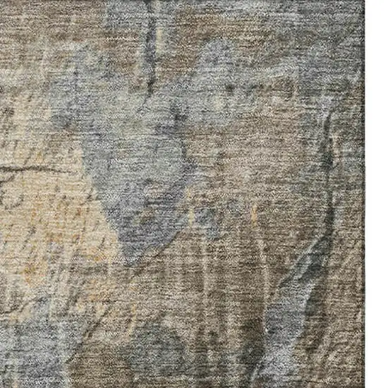 Gray Silver And Gold Abstract Washable Area Rug With UV Protection Photo 3