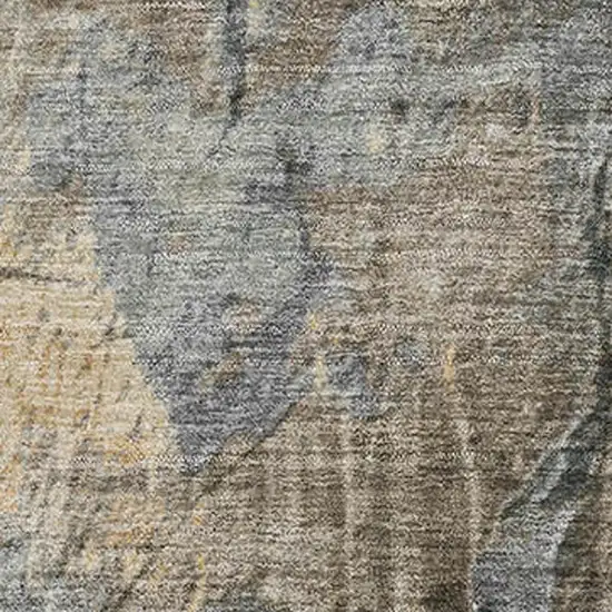 Gray Silver And Gold Abstract Washable Area Rug With UV Protection Photo 2