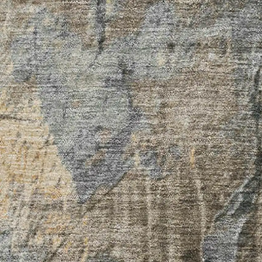 Gray Silver And Gold Abstract Washable Area Rug With UV Protection Photo 2