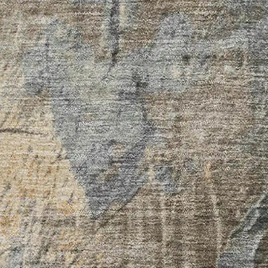 Gray Silver And Gold Abstract Washable Area Rug With UV Protection Photo 2