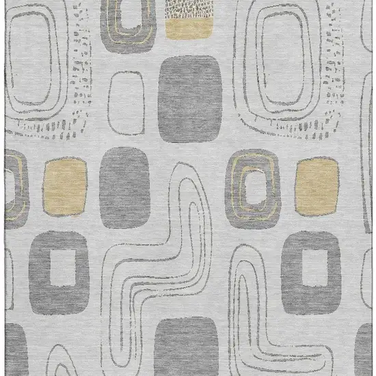 Gray Silver And Gold Geometric Washable Area Rug With UV Protection Photo 4
