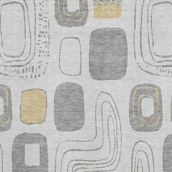 Gray Silver And Gold Geometric Washable Area Rug With UV Protection Photo 2
