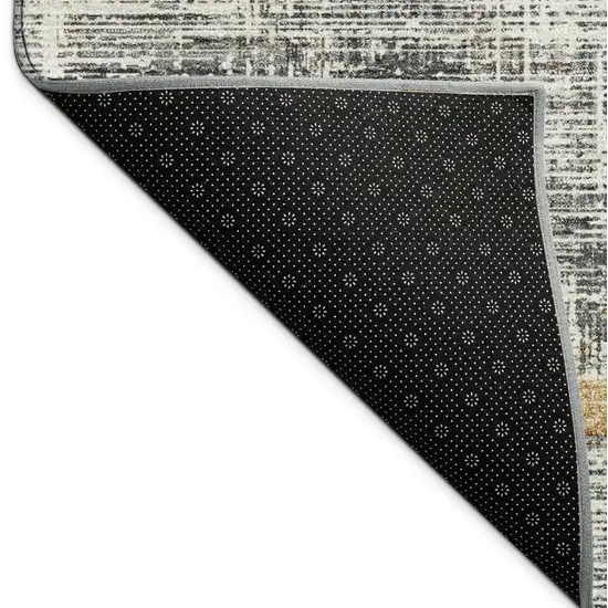 Gray Silver And Gold Striped Washable Indoor Outdoor Area Rug Photo 9