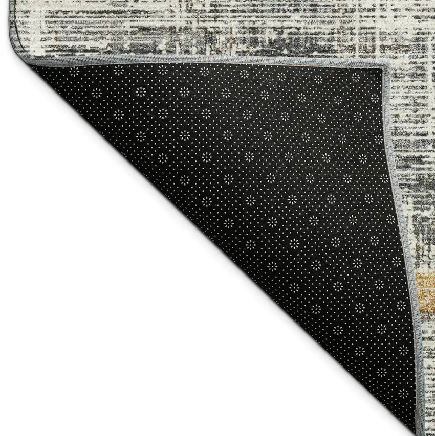 Gray Silver And Gold Striped Washable Indoor Outdoor Area Rug Photo 9