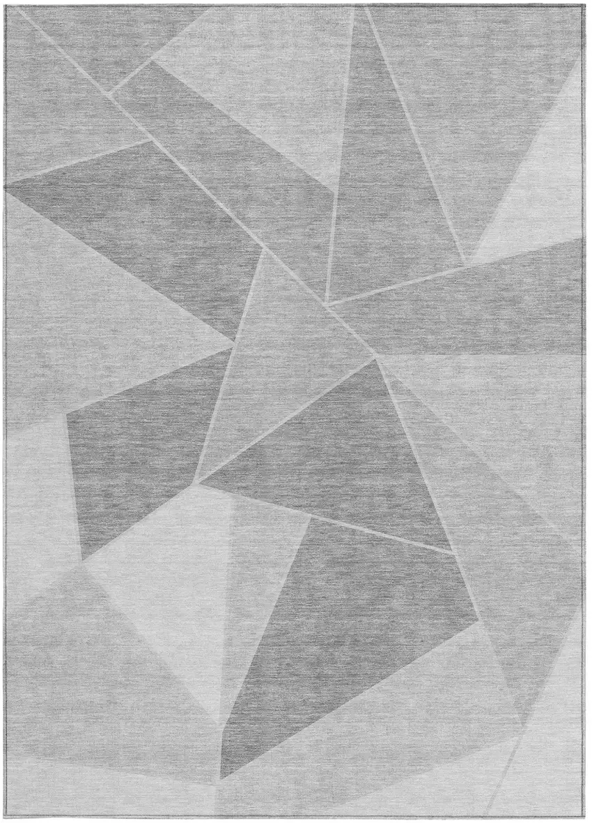 Gray Silver And Graphite Geometric Washable Indoor Outdoor Area Rug Photo 8
