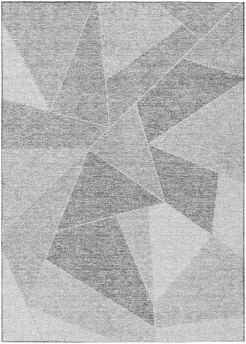 Gray Silver And Graphite Geometric Washable Indoor Outdoor Area Rug Photo 2