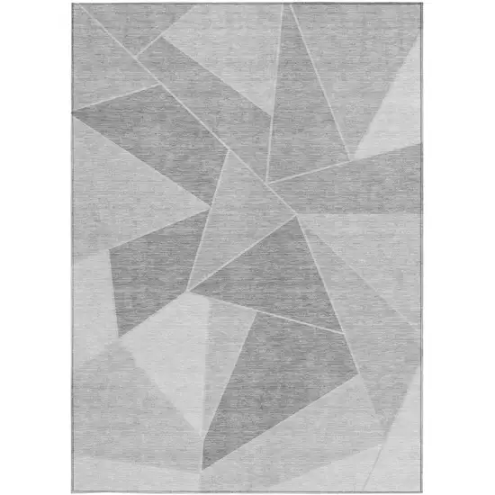 Gray Silver And Graphite Geometric Washable Indoor Outdoor Area Rug Photo 6