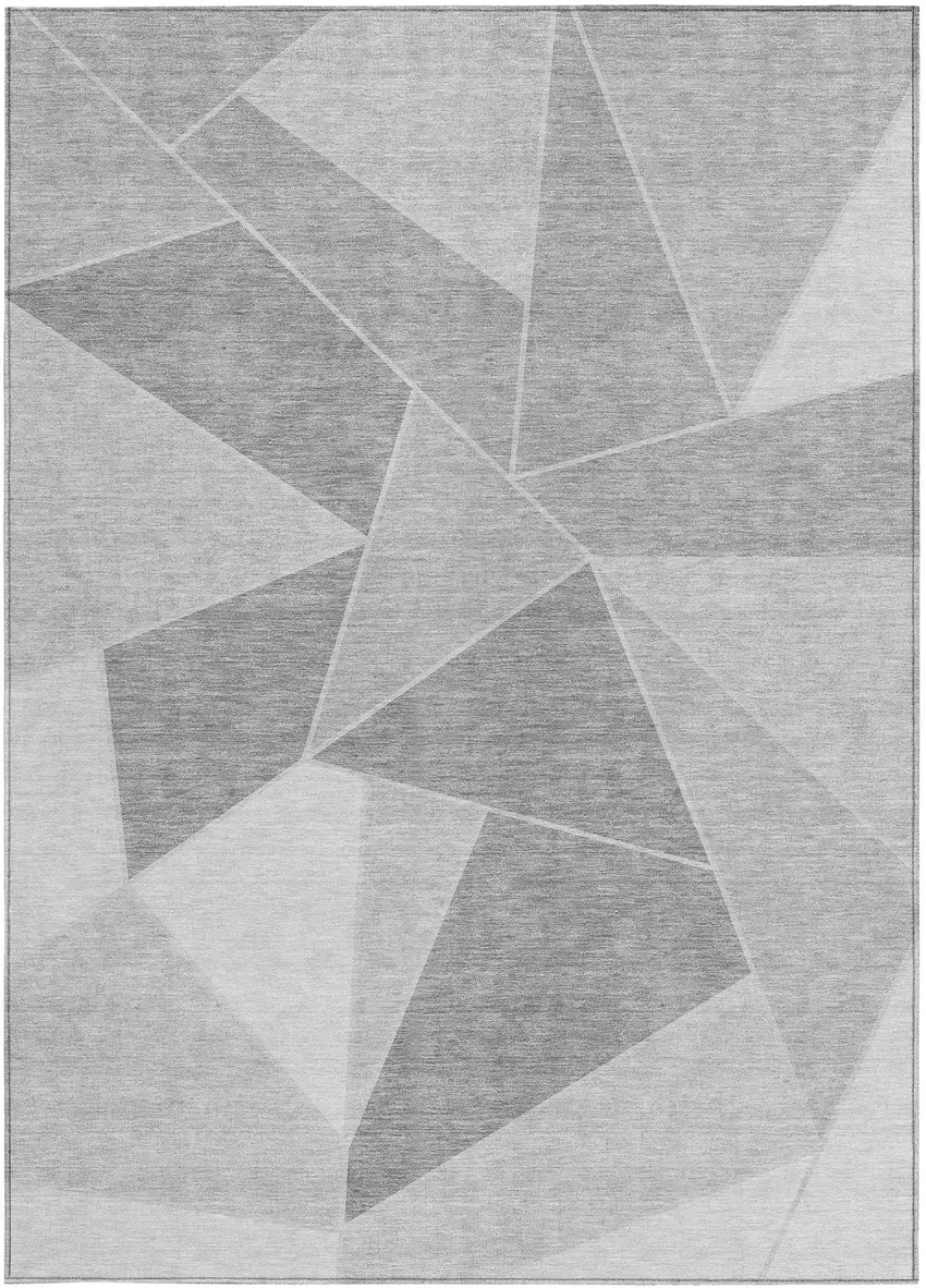 Gray Silver And Graphite Geometric Washable Indoor Outdoor Area Rug Photo 6