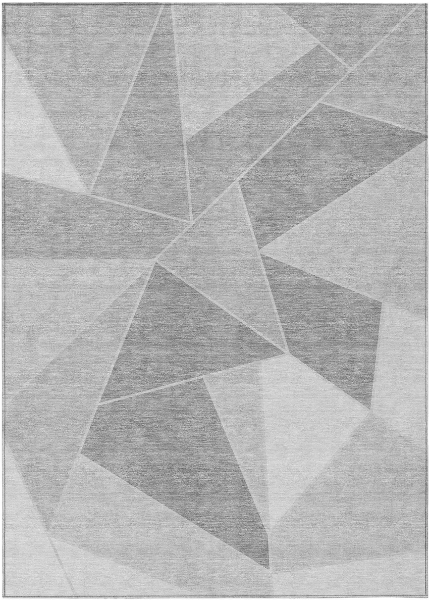 Gray Silver And Graphite Geometric Washable Indoor Outdoor Area Rug Photo 2