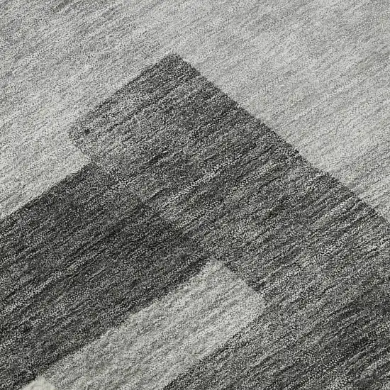 Gray Silver And Ivory Abstract Geometric Washable Area Rug With UV Protection Photo 9