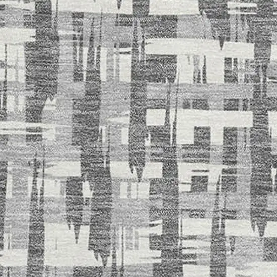 Gray Silver And Ivory Abstract Geometric Washable Area Rug With UV Protection Photo 2