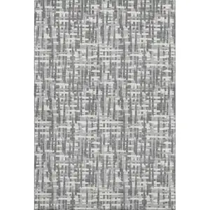 Photo of Gray Silver And Ivory Abstract Geometric Washable Area Rug With UV Protection