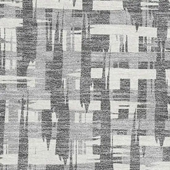 Gray Silver And Ivory Abstract Geometric Washable Area Rug With UV Protection Photo 2