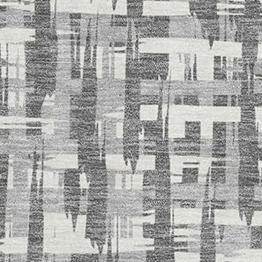 Gray Silver And Ivory Abstract Geometric Washable Area Rug With UV Protection Photo 2