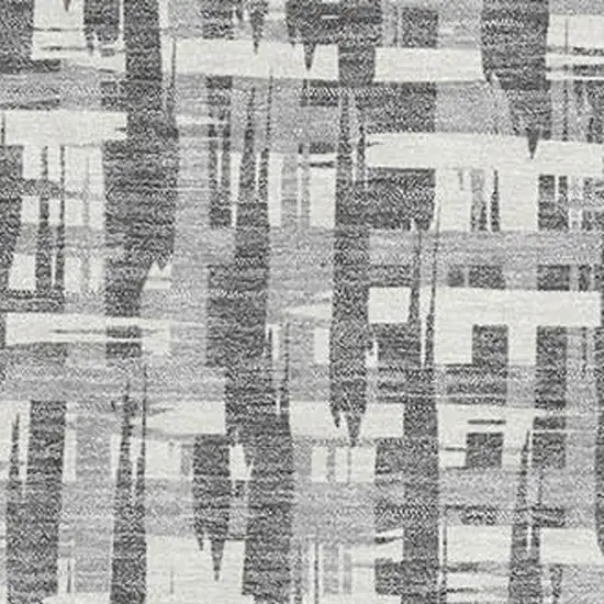 Gray Silver And Ivory Abstract Geometric Washable Area Rug With UV Protection Photo 2