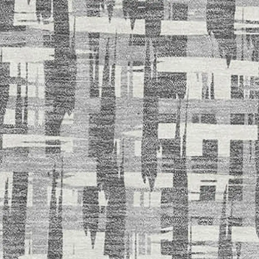 Gray Silver And Ivory Abstract Geometric Washable Area Rug With UV Protection Photo 2