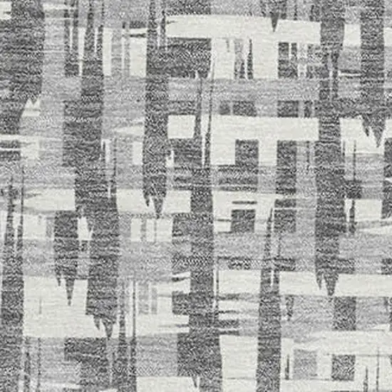 Gray Silver And Ivory Abstract Geometric Washable Area Rug With UV Protection Photo 2