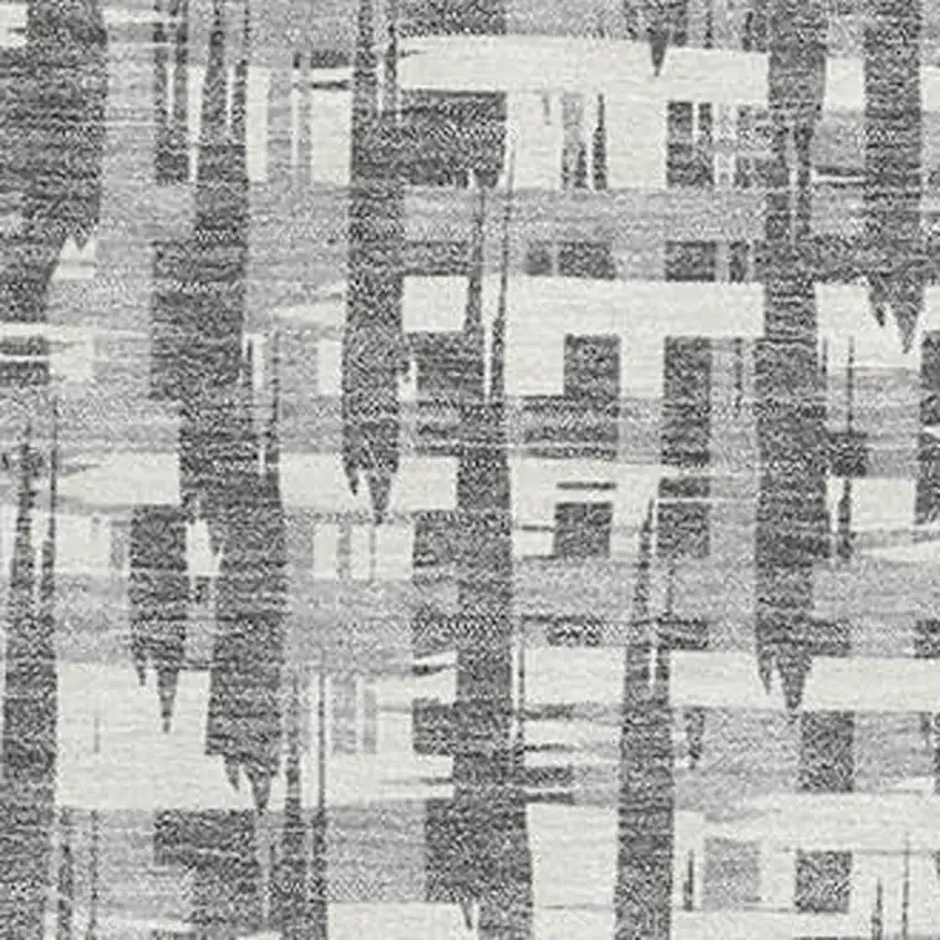 Gray Silver And Ivory Abstract Geometric Washable Area Rug With UV Protection Photo 2