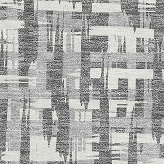 Gray Silver And Ivory Abstract Geometric Washable Area Rug With UV Protection Photo 2