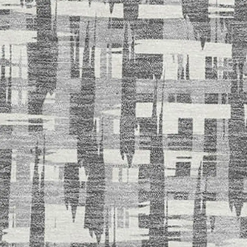 Gray Silver And Ivory Abstract Geometric Washable Area Rug With UV Protection Photo 2