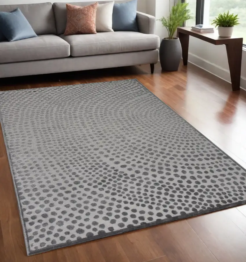 Gray Silver And Ivory Abstract Stain Resistant Area Rug Photo 1