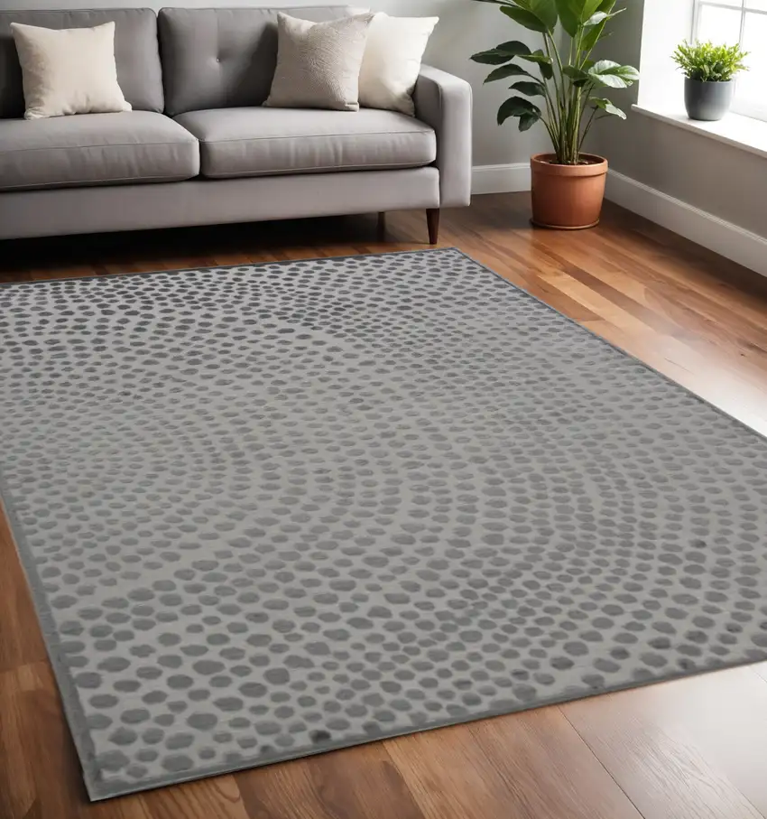 Gray Silver And Ivory Abstract Stain Resistant Area Rug Photo 1