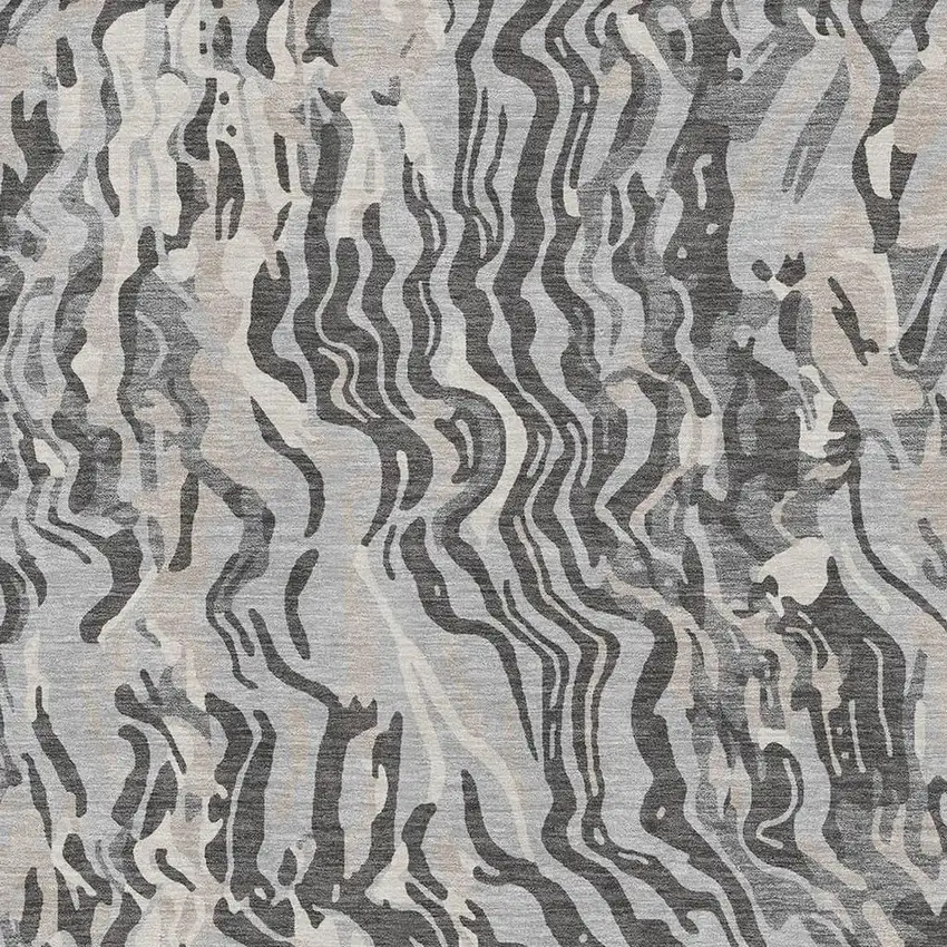 Gray Silver And Ivory Abstract Washable Area Rug With UV Protection Photo 2