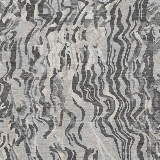 Gray Silver And Ivory Abstract Washable Area Rug With UV Protection Photo 2