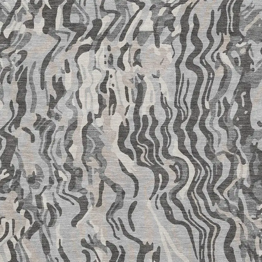Gray Silver And Ivory Abstract Washable Area Rug With UV Protection Photo 2