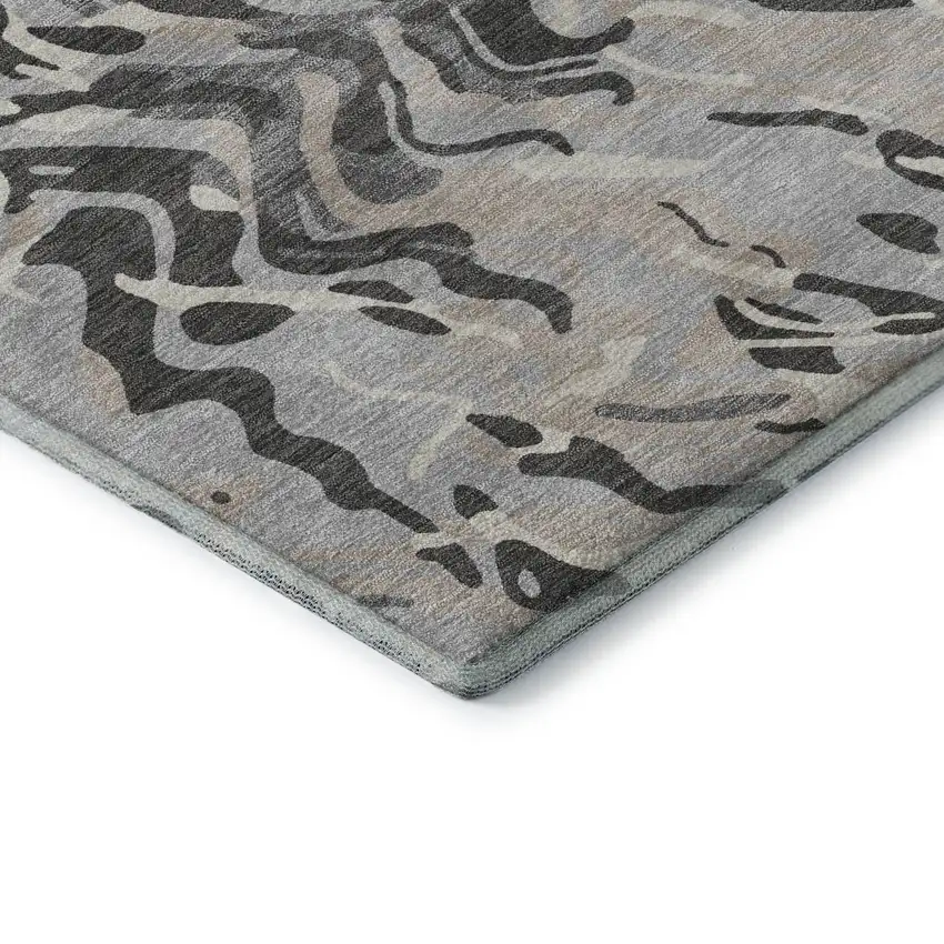 Gray Silver And Ivory Abstract Washable Area Rug With UV Protection Photo 7