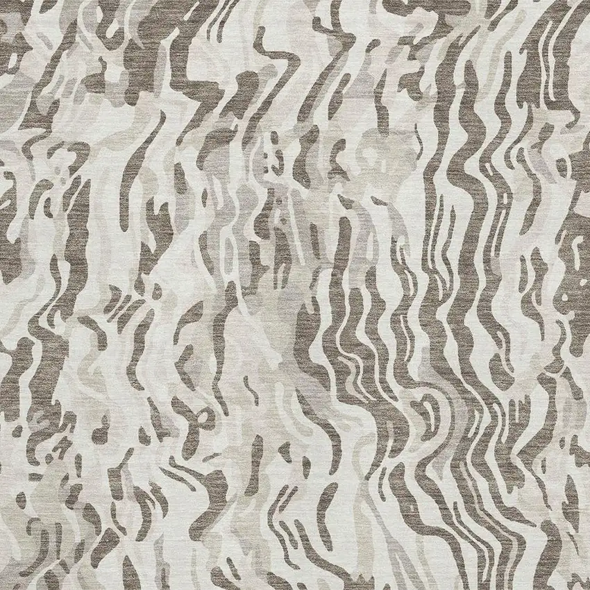 Gray Silver And Ivory Abstract Washable Area Rug With UV Protection Photo 2
