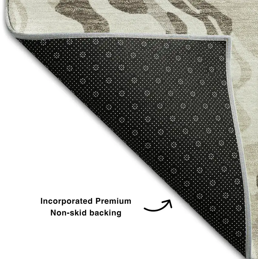Gray Silver And Ivory Abstract Washable Area Rug With UV Protection Photo 6