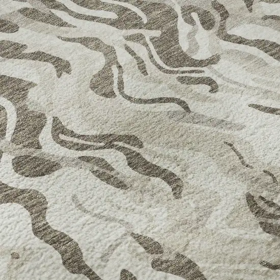 Gray Silver And Ivory Abstract Washable Area Rug With UV Protection Photo 9