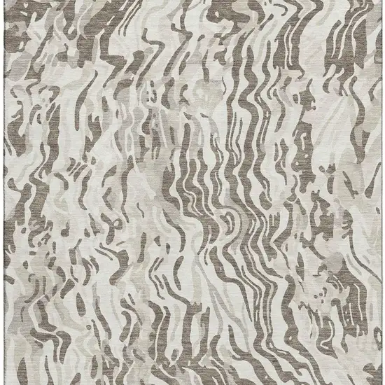 Gray Silver And Ivory Abstract Washable Area Rug With UV Protection Photo 3