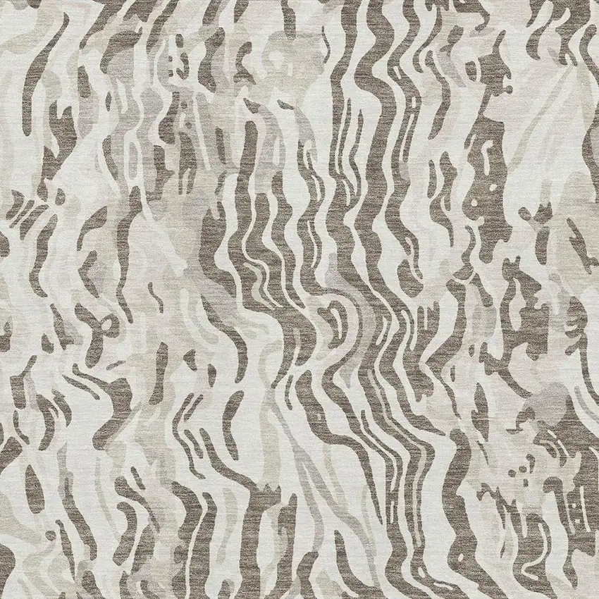 Gray Silver And Ivory Abstract Washable Area Rug With UV Protection Photo 2