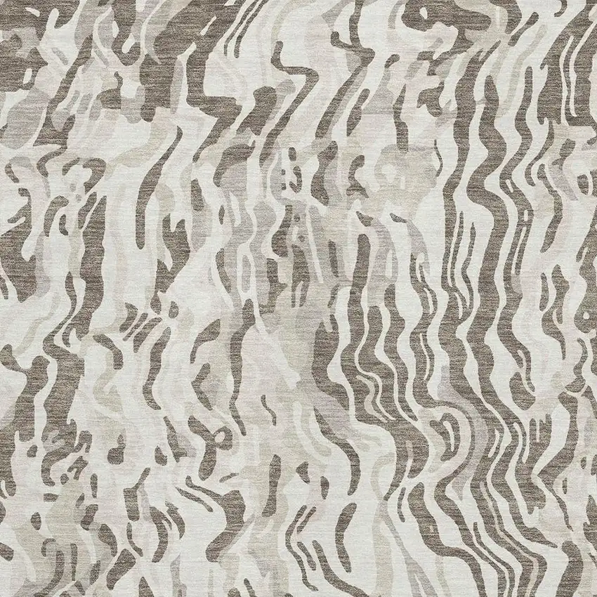 Gray Silver And Ivory Abstract Washable Area Rug With UV Protection Photo 2