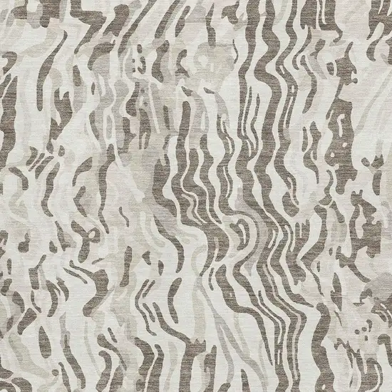 Gray Silver And Ivory Abstract Washable Area Rug With UV Protection Photo 2